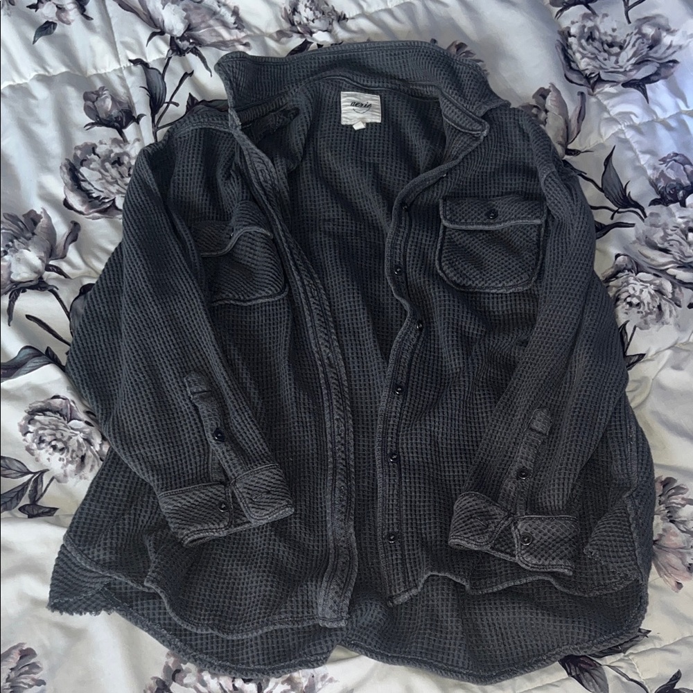 Aerie Charcoal Waffle Knit Top